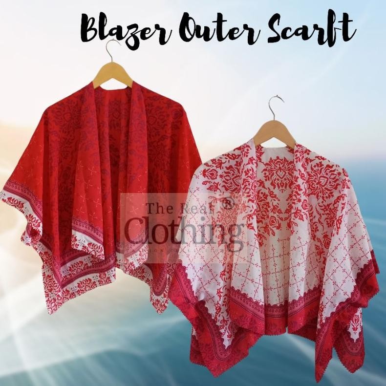 (OOTD) Promo Batwing Outer Scarf Cardigan Motif Merah Putih/ Blazer Outer Scarft Kardigan Edisi Agus