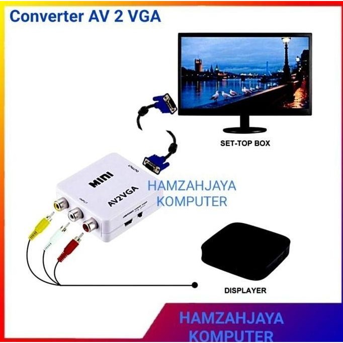 AV2VGA KONVERTER AV RCA TO VGA CONVERTER PS2 KE MONITOR