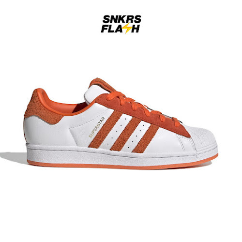 ADIDAS Superstar White Semi Orange Sepatu Sneakers Wanita - GY9555 - Size 40.7