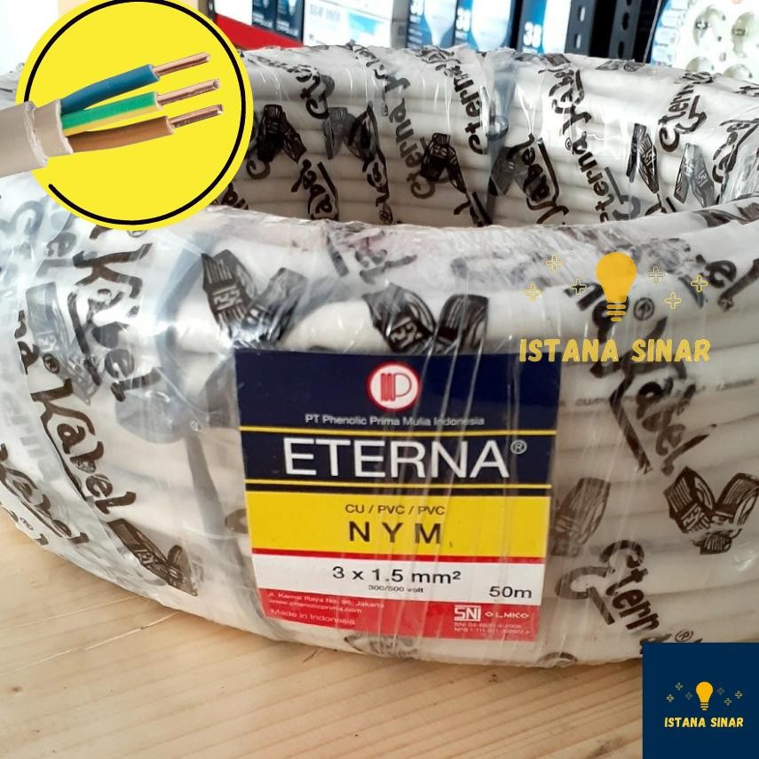 Kabel listrik Eterna NYM 3 x 1.5 / Kabel tembaga / Kabel kawat 1 Roll