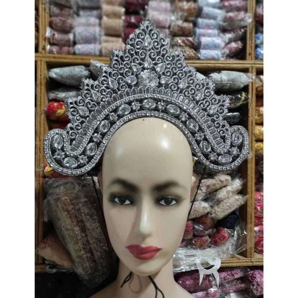 MAHKOTA SIGER TARI BORDIR SWAROVSKI PAYET MOTIF BALI