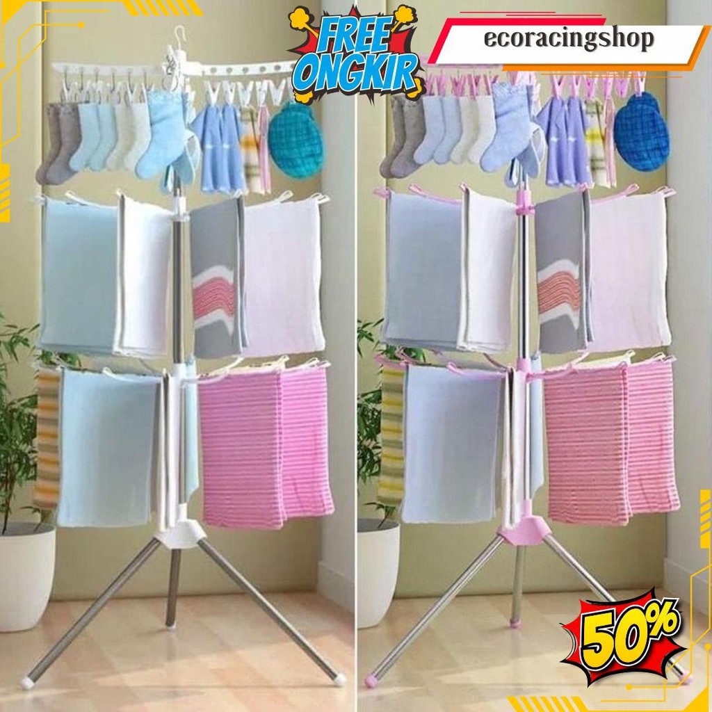Jemuran Gantungan Baju Bayi 3 Tingkat/Susun Jepitan Baju Pakaian Bayi Baby Anak Jemuran Portable Men