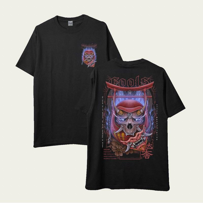 FOOLS T-SHIRT JAPAN SERIES WARRIOR NEW BLK . KAOS PRIA DISTRO ORIGINAL