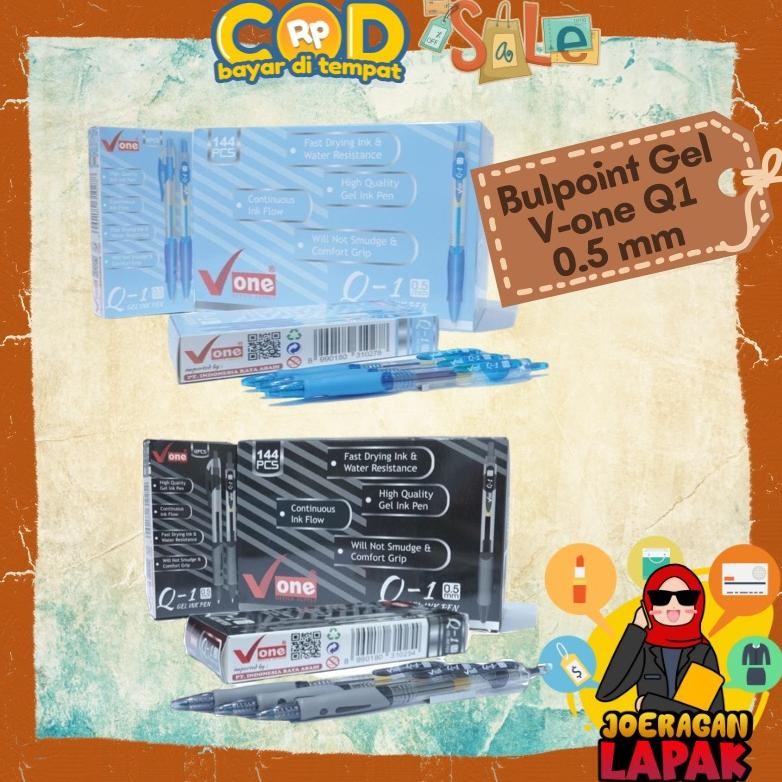 

JoeraganlapakPena Gel V-One Q1 Biru/Hitam 0.5Mm Perpack Oil Based Pulpen Bulpen Bulpoint Ready Stok