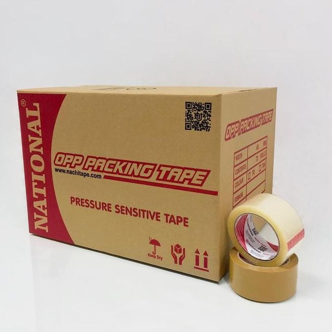 

(Dus) National Red Opp Packing Tape Lakban Transparan 48 Mm X 90 Yard Isi 72Roll Co