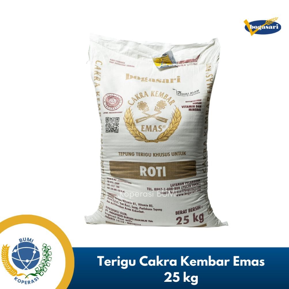 

Tepung Terigu Bogasari Cakra Kembar Emas 25 Kg