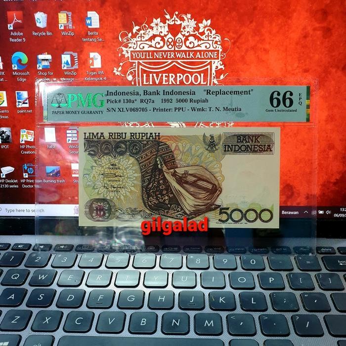 Uang Kuno 5000 Rupiah Sasando 92/92 Replacement Pmg 66 Epq Original Dan Terpercaya