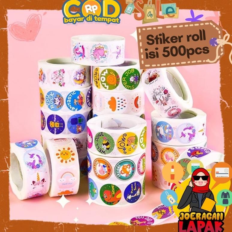 

Stiker Roll Reward Isi 500 Pcs Bulat Anak Ucapan Motivasi Hiasan Animal Hewan Unicorn Lucu Thank You Baru