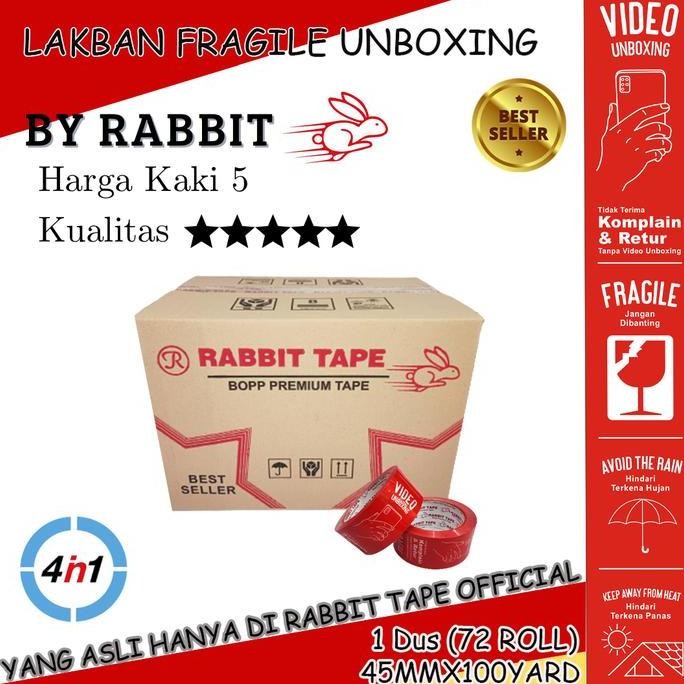 

Lakban Fragile Kombinasi Unboxing [Dus] Rabbit Tape 2 Inch X 100 Yard Co