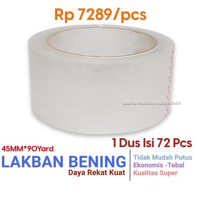 

Lakban Bening Isolasi Tape Lakban Kuat Ekonomis 45Mm 90Yard 1Dus 72Pcs Co