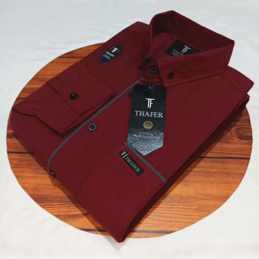 ARE kemeja pria lengan panjang list polos - kemeja Polos Pria bahan katun garis hitam - Kemeja