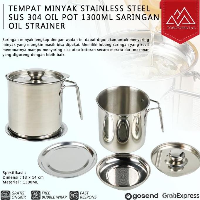 TEMPAT MINYAK STAINLESS SUS 304 OIL POT SARINGAN MINYAK OIL STRAINER