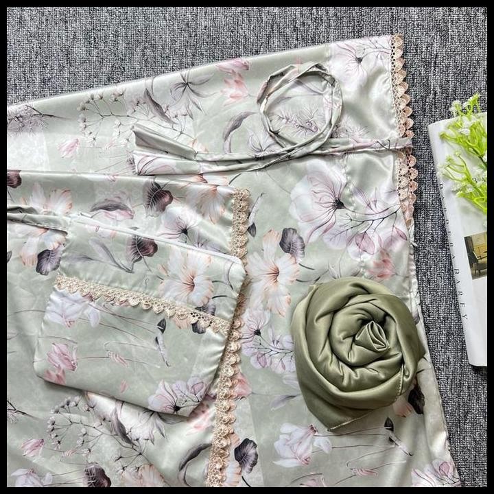 Terbaru Silky Muslimstore Mukena Motif Dewasa  Armanisilk 2In1 Traveling  Bawahan Polos Rendah Kecil