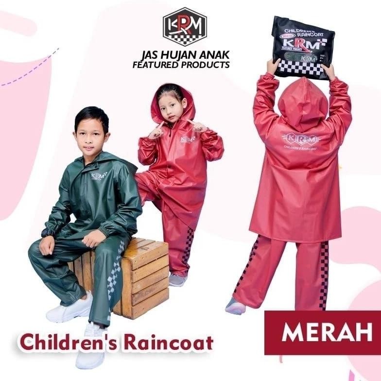 Termurah Krm Jas Hujan Anak Mantel Anti Rembes Pria & Wanita Raincoat Anak Motif Kotak Kotak Am-45