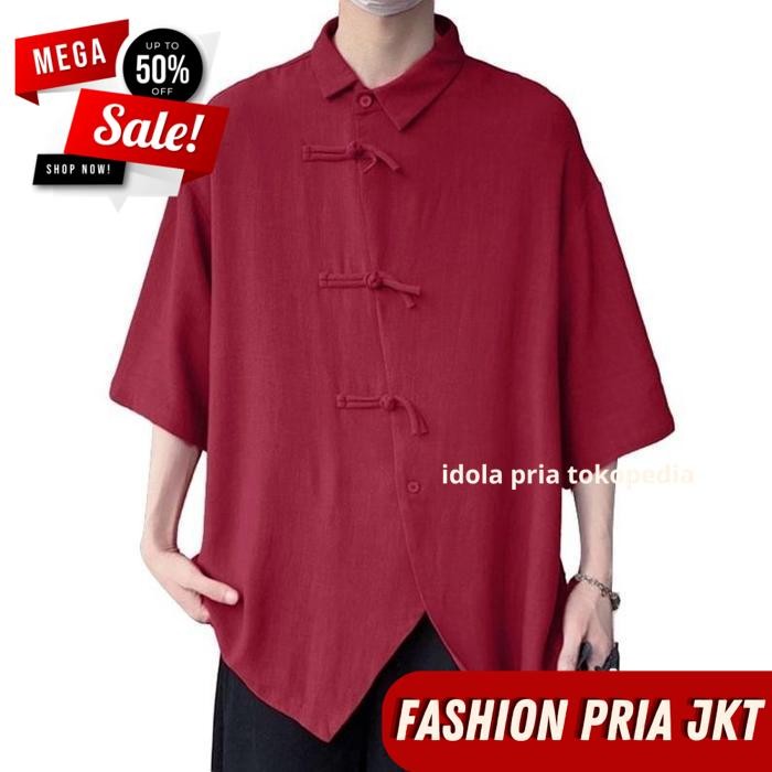 CHEONGSAM PRIA CRINCLE OVERSIZE TOYOBO HITAM PUTIH / CHEONGSAM PRIA CRINCLE OVERSIZE TOYOBO HITAM PU