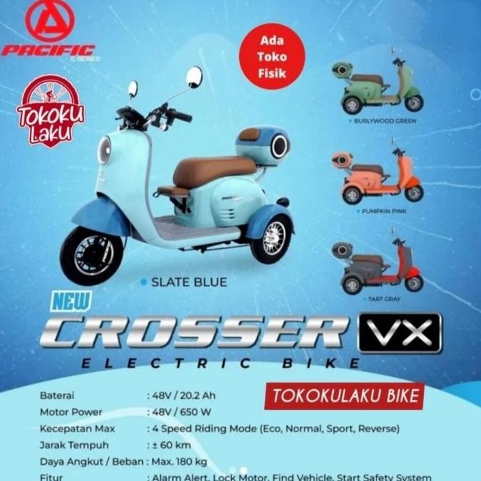 NEW SEPEDA MOTOR LISTRIK PACIFIC BIKE CROSSER ELECTRIC BIKE EBIKE RODA 3