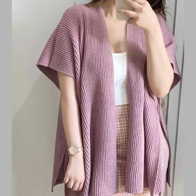 Baju Cardigan Outer Top Rajut Batwing Hitam Burgundy Putih Maroon Dusty Pink Denim Magenta Mewah dan