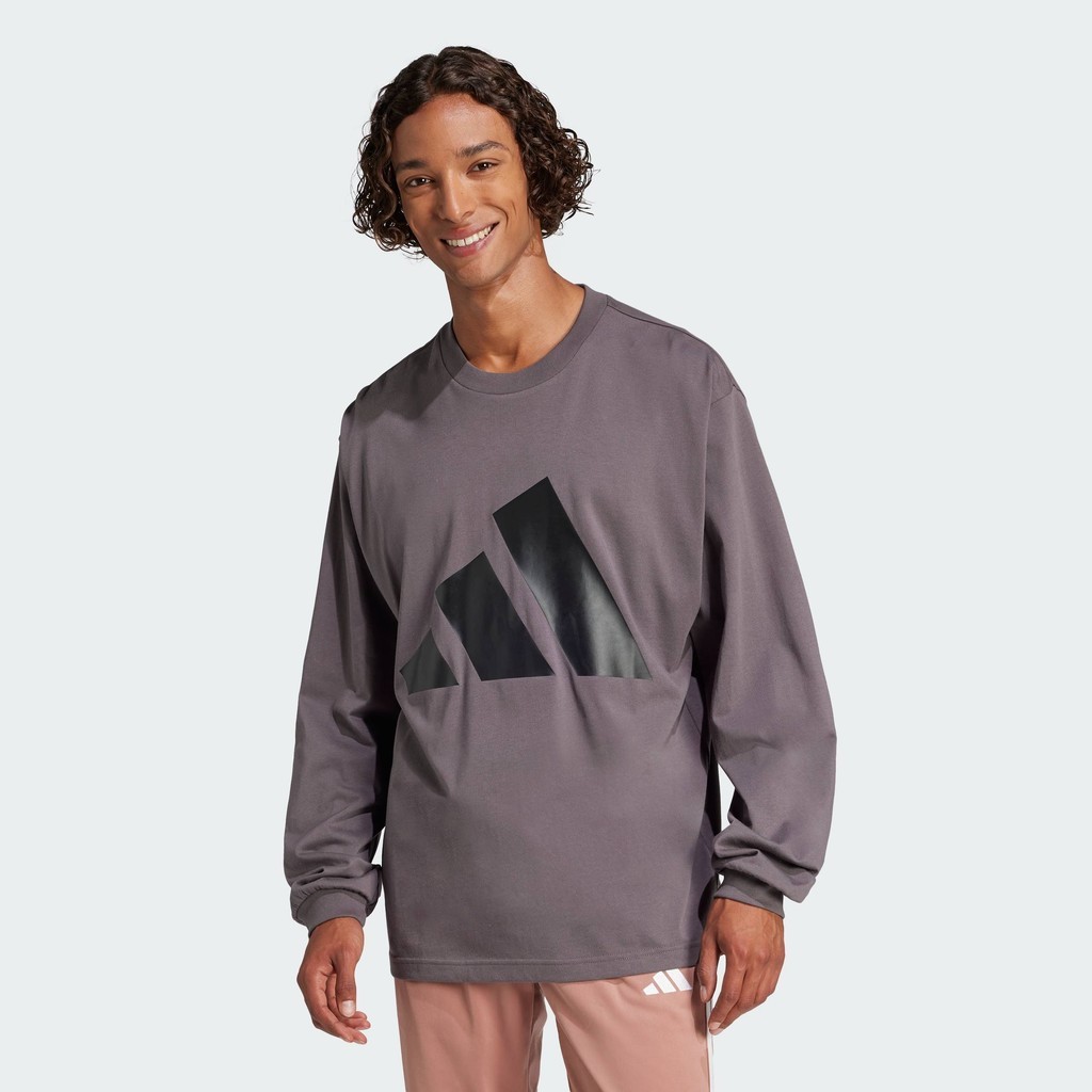 adidas Lifestyle Essentials Big Logo Single Jersey Long Sleeve Tee Men Grey JE8928