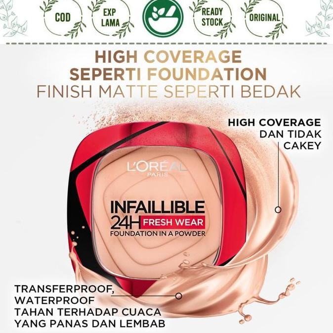 TERBARU - L'OREAL PARIS INFALLIBLE 24H FRESH WEAR POWDER FOUNDATION LOREAL BEDAK
