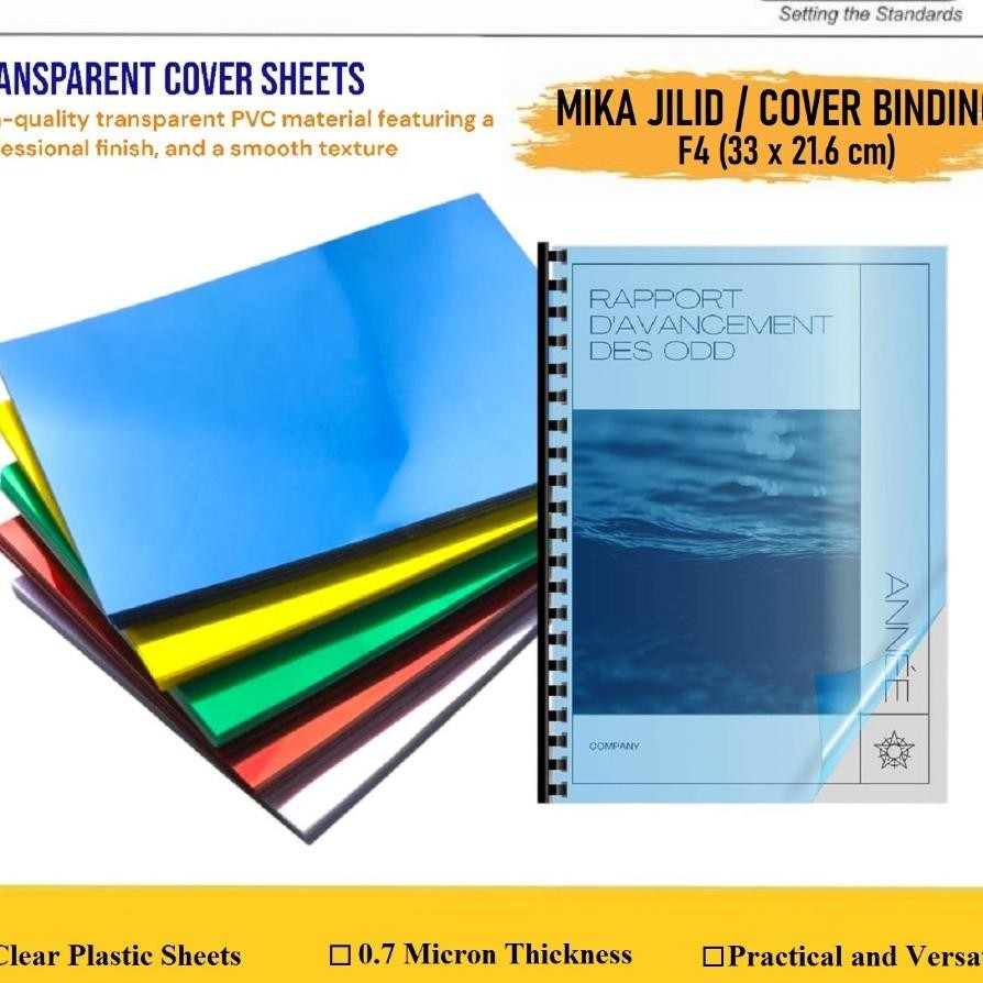 

Mika Film Transparant Binding Cover Mika Jilid Plastik F4 Jilid Cover Bening Transparant F4 Cover Jilid Plastik F4