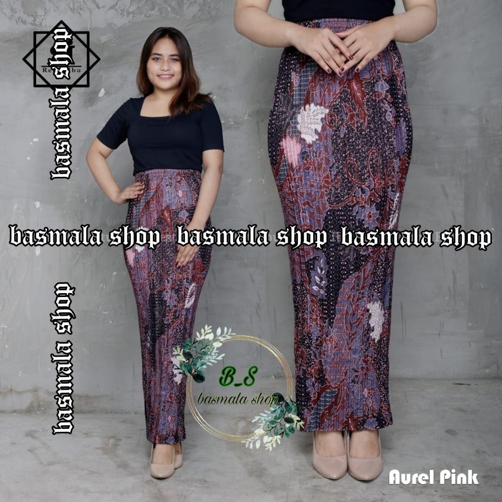 Rok Plisket Batik / Rok Plisket / Bawahan Kebaya / Rok Kebaya / Rok Wisuda / Lereng Maroon