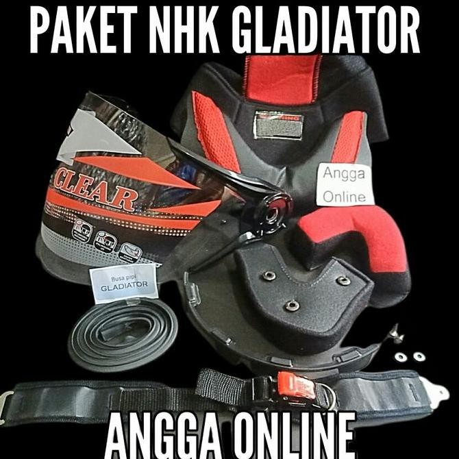 TERMURAH - Paket NHK Gladiator, Busa helm + kaca helm + tali helm + lis karet