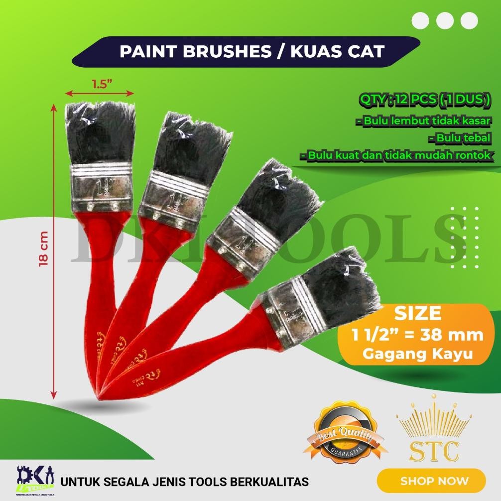 

baru kuas cat tembok 1.5 inch 18cm - isi 12 pcs - kuas bangunan tembok murah