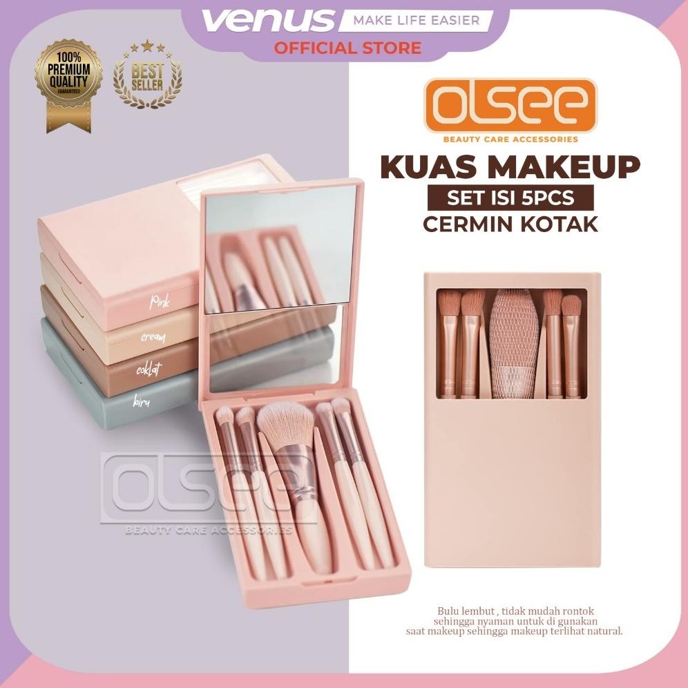 

baru venusjkt kuas make up 5in1 set 5pcs + cermin kotak serbaguna s1278