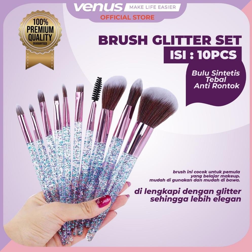 

baru venusjkt kuas make up glitter 10pcs set lembut blusher & eyeshadow s060