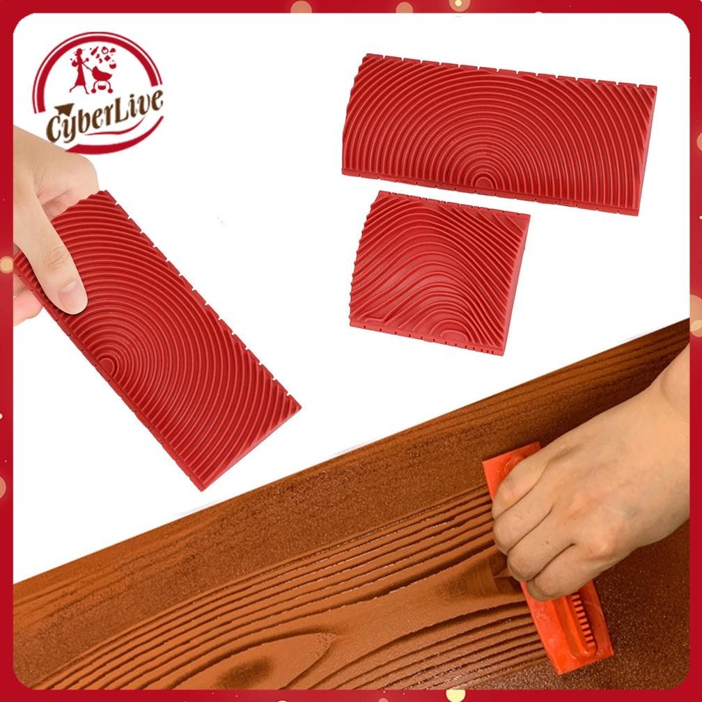 

baru [2 pcs] kuas karet motif kayu - roll cat efek serat kayu dinding wood graining