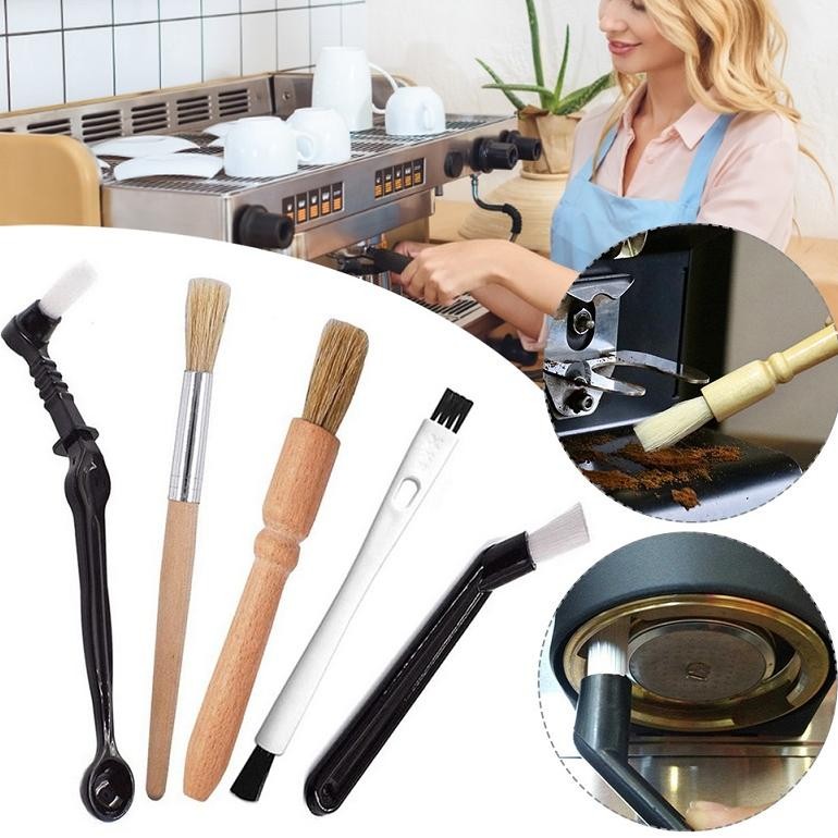 

baru set kuas pembersih grinder kopi 5pcs/4pcs - sikat kayu espresso coffee cleaning brush