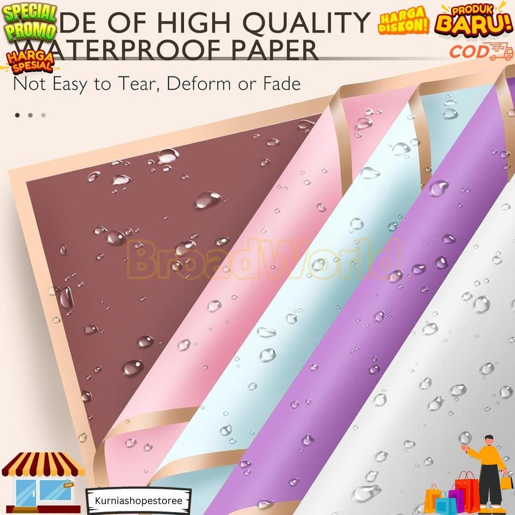 

20 Lembar Kertas Buket Bunga List Gold Line Emas Flower Wrapping Cellophane Paper Florist / Flower Wrapping Pack List Gold Termurah