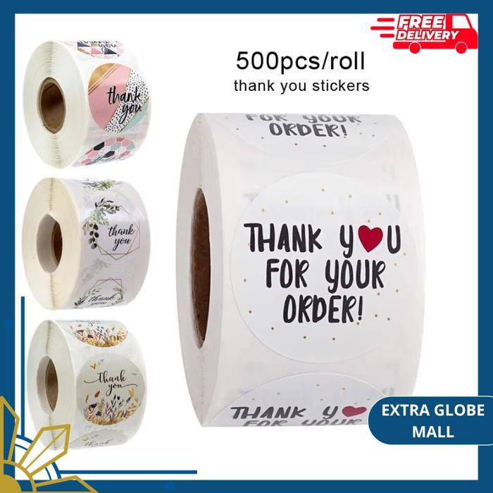 

STICKER STIKER TEMPEL TEMPELAN THANK YOU TERIMA KASIH SEAL LABEL KERTAS 1 ROLL ISI 500 PCS BULAT BUNGA KUCING GELAS MAKANAN UMKM ONLINE SHOP THX TQ WARNA SELF ADHESIVE SEAL LABEL BAHAN BERKUALITAS TINGGI !!