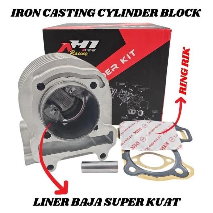 BORING BLOCK BLOK SEHER BORE UP AH1 BEAT SCOOPY SPACY KARBU 53 MM SUPER IRON CASTING BLOCK - CYLINDE