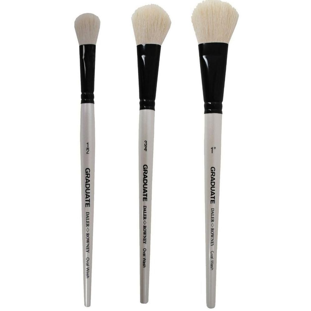 

baru daler rowney graduate oval wash brush kuas lukis cat air - white goat hair short handle