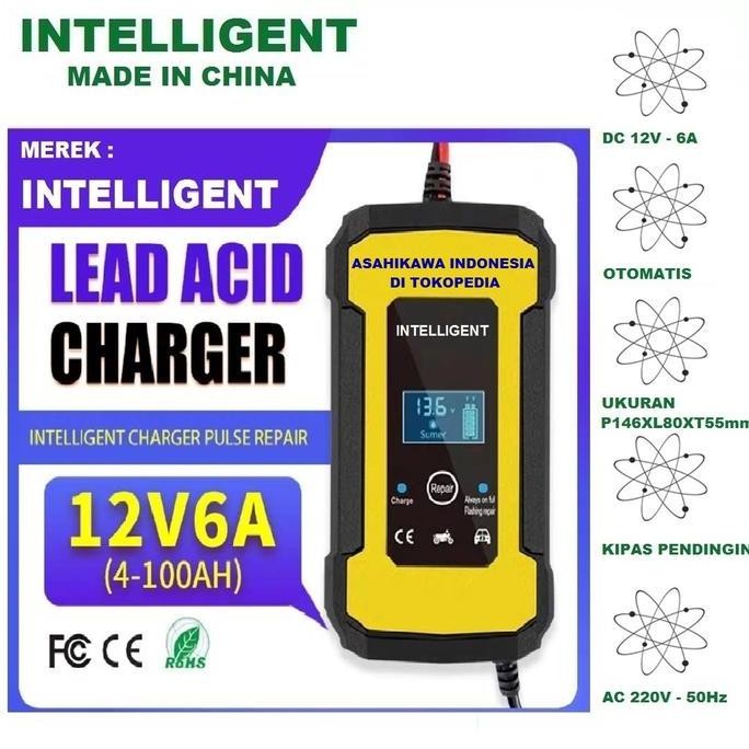 Intelligent fast charger accu cas aki mobil motor charger aki otomatis MURAH