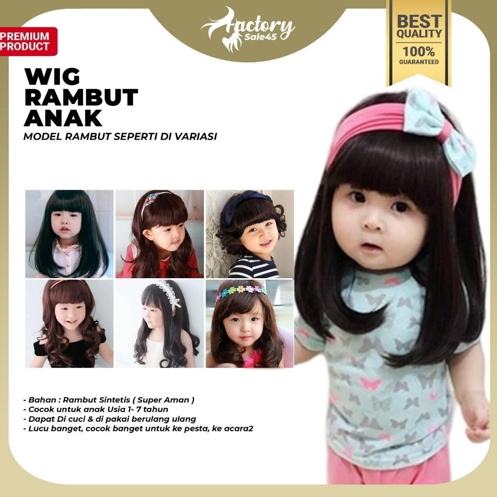 Rambut Palsu Anak Panjang Sebahu Bergelombang Wig Rambut Anak Lucu Impor Lembut / Wig Anak Perempuan