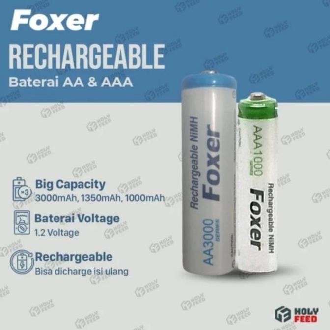 baru Baterai Cas Recharge Rechargeable FOXER AAA A3 AA A2 Premium