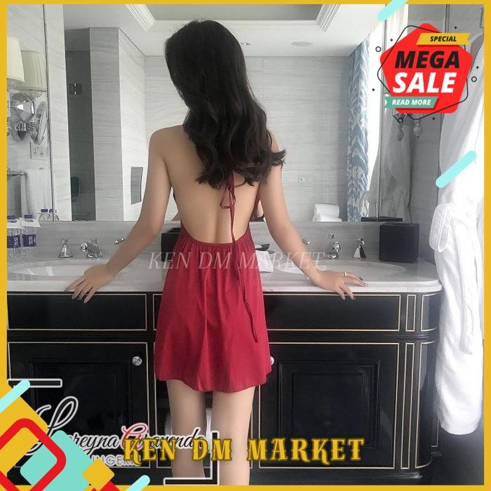 SET LINGERIE JUMBO + G STRING SEKSI MODEL BABYDOLL SATIN V NECK LG129 BAHAN BERKUALITAS 