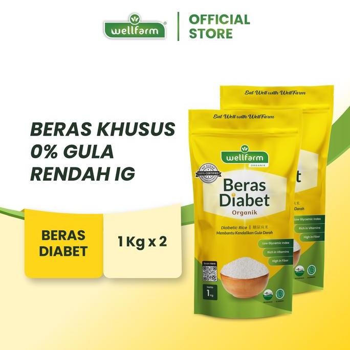 

Terlaris Beras Diabet Organik Wellfarm, Logi Free Sugar 2Kg Food Nasi Rice, Beras Diabetes