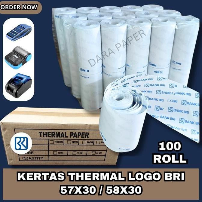 

TERLARIS - KERTAS THERMAL EDC LOGO BRI 57X30 / 58X30 ISI 100 ROLL