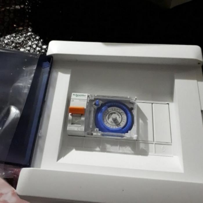 Panel Timer Otomatis ( Box Mcb +Timer Theben + Mcb 1P 10A ) Original Dan Terpercaya