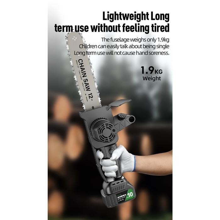 Tanzu  8/12/16 Inch Chainsaw Gergaji Rantai Elektrik Mini Portable Genggam Lithium 21Volt Chain Saw 