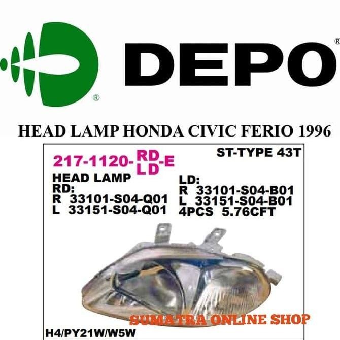 LAMPU DEPAN HEAD LAMP HONDA CIVIC FERIO 1996 1997 KANAN KIRI DEPO ORIGINAL DAN TERPERCAYA