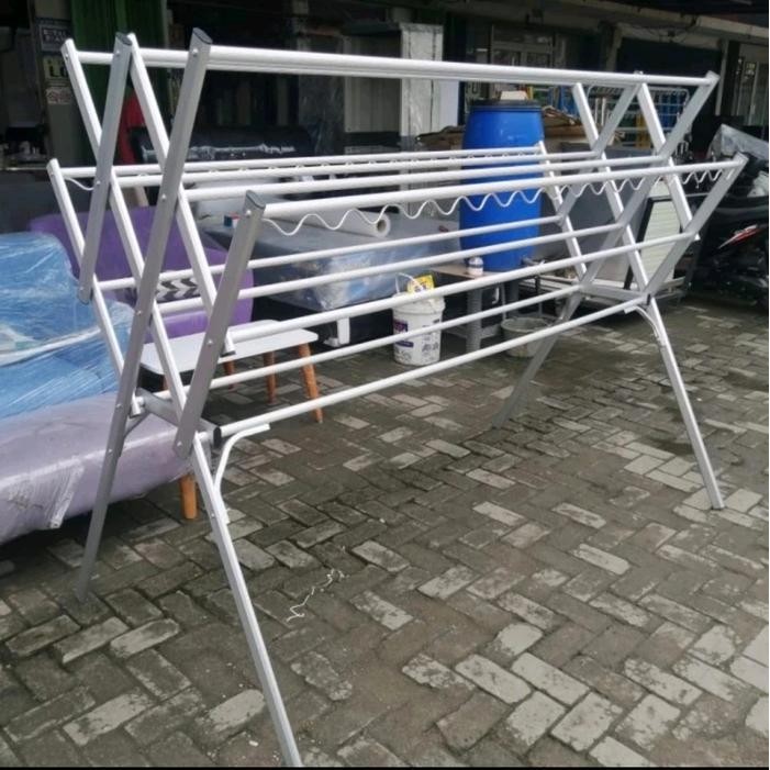 Jemuran Pakaian Aluminium Jumbo / Jemuran Baju Super Kokoh Tebal Aluminium Original Dan Terpercaya
