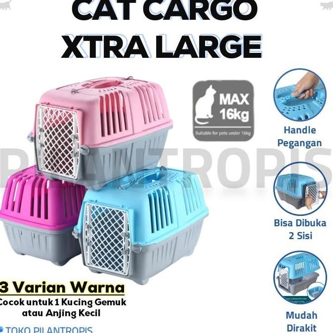 TERLARIS - Pet Cargo Kucing Jumbo XL Pet Kargo Kucing Box Travel Carrier Kucing