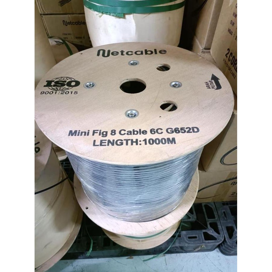 Kabel Fiber Optik Fo Mini Fig8 Fig 8 Panjang 1000M 1Km 2 Core 4 Core 6 Core New Stok