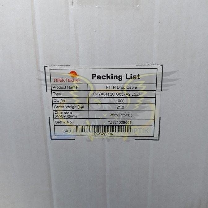 Kabel Dropcore Fiber Optik 2 Core 3 Seling Panjang 1Km Fiber Tekno New Stok