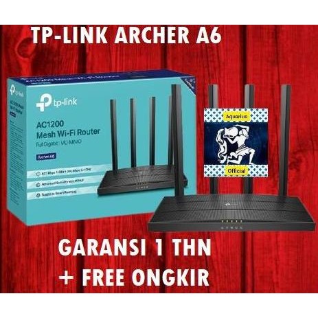 Tp-Link Archer A6 Ac1200 Wireless Mu-Mimo Gigabit Router Tp Link New Stok