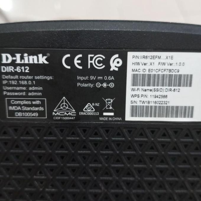 D-Link Dir-612 Wireless Router Repeater Meriah (Bekas Muluss) New Stok